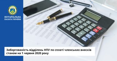 Заборгованість відділень НПУ по сплаті членських внесків станом на 01 червня 2020 року