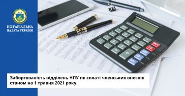 Заборгованість по сплаті членських внесків станом на 01.05.2021