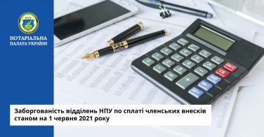 Заборгованість по сплаті членських внесків станом на 01.06.2021