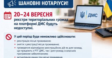 20-24 вересня не будуть доступними реєстри тергромад на платформі ДМС